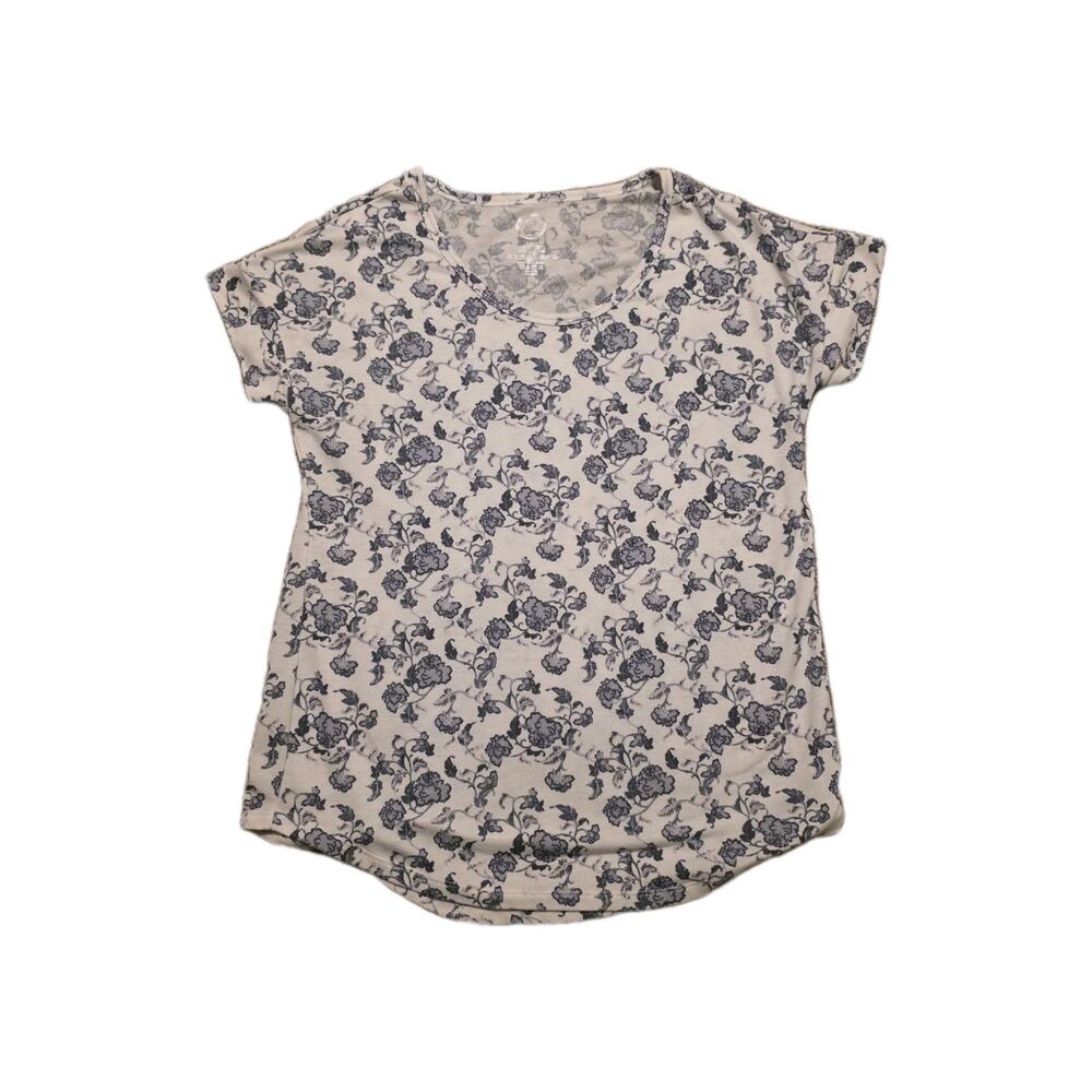 EUC Maurices 24/7 Women's LARGE Short Sleeve Lightweight T-Shirt Blue And White